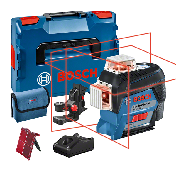 Bosch GLL 3-80 C vonallézer + BM 1 univerzális tartó (1 x 2.0 Ah Li-ion akkuval, L-BOXX-ban) termék fő termékképe
